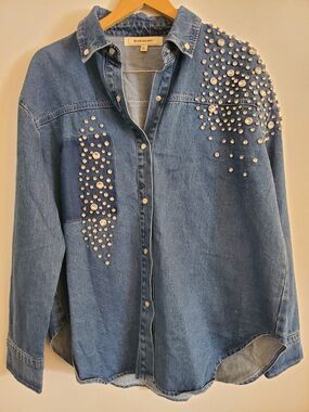 Blue velvet denim jacket.Size large.